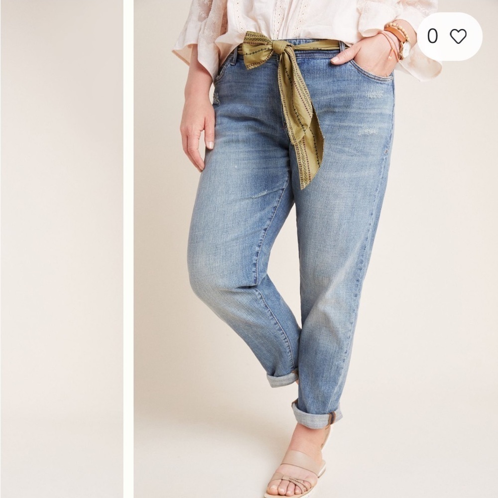 Anthropologie Pilcro Slim Boyfriend Mid Rise Jean Denim Medium Blue Sz 30